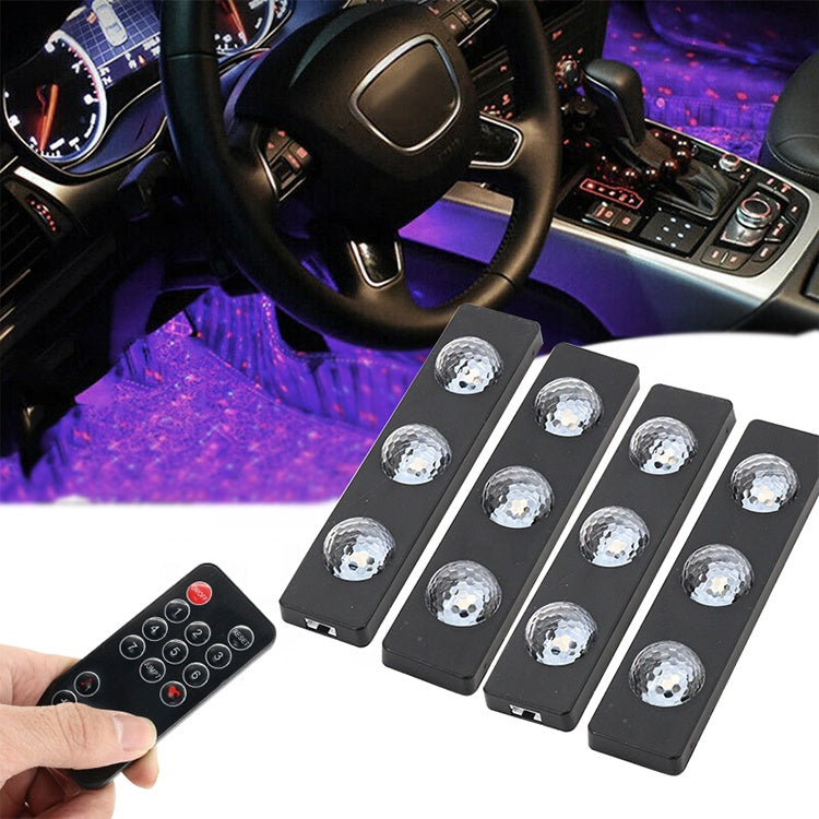 MUSICGLOW CAR – Lumini LED Ambientale Auto cu 7 Culori, Control Muzical și Telecomandă