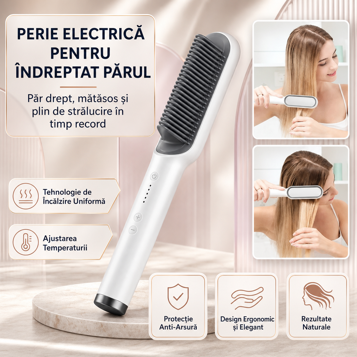 PERIE ELECTRICĂ PENTRU ÎNDREPTAT PĂRUL - PĂR LUCIOS ÎN MINUTE (SILKBRUSH)