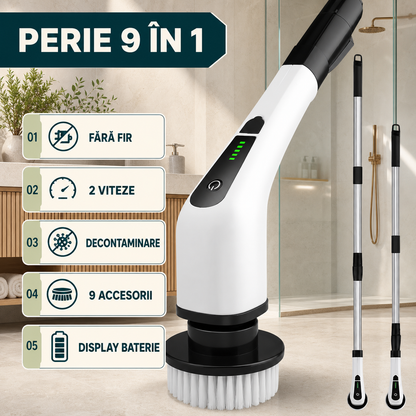 PERIE ELECTRICĂ ROTATIVĂ 9 ÎN 1 - CURĂȚĂ RAPID GRESIE ȘI JANTE (SPINCLEAN)