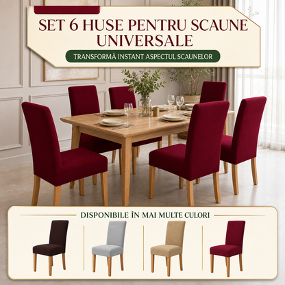 SET 6 HUSE ELASTICE PENTRU SCAUN - SCAUNE ÎNNOITE INSTANT (ENGROSS)