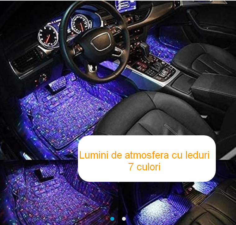 MUSICGLOW CAR – Lumini LED Ambientale Auto cu 7 Culori, Control Muzical și Telecomandă