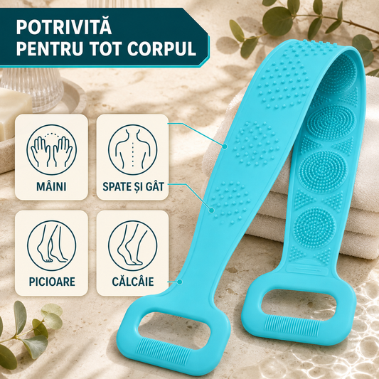 1+1 GRATIS-PERIE TIP BANDĂ DIN SILICON PENTRU SPĂLAT PE SPATE – PACHET 2 BUCĂȚI (BACKBRUSH)