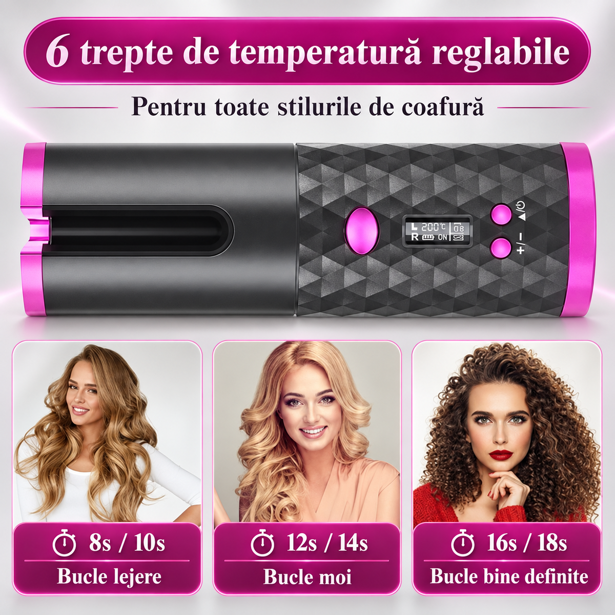 ONDULATOR DE PĂR, PORTABIL - STRALUCIRE MASIVA SAU ONDULEURI BOGATE (CURLPRO)