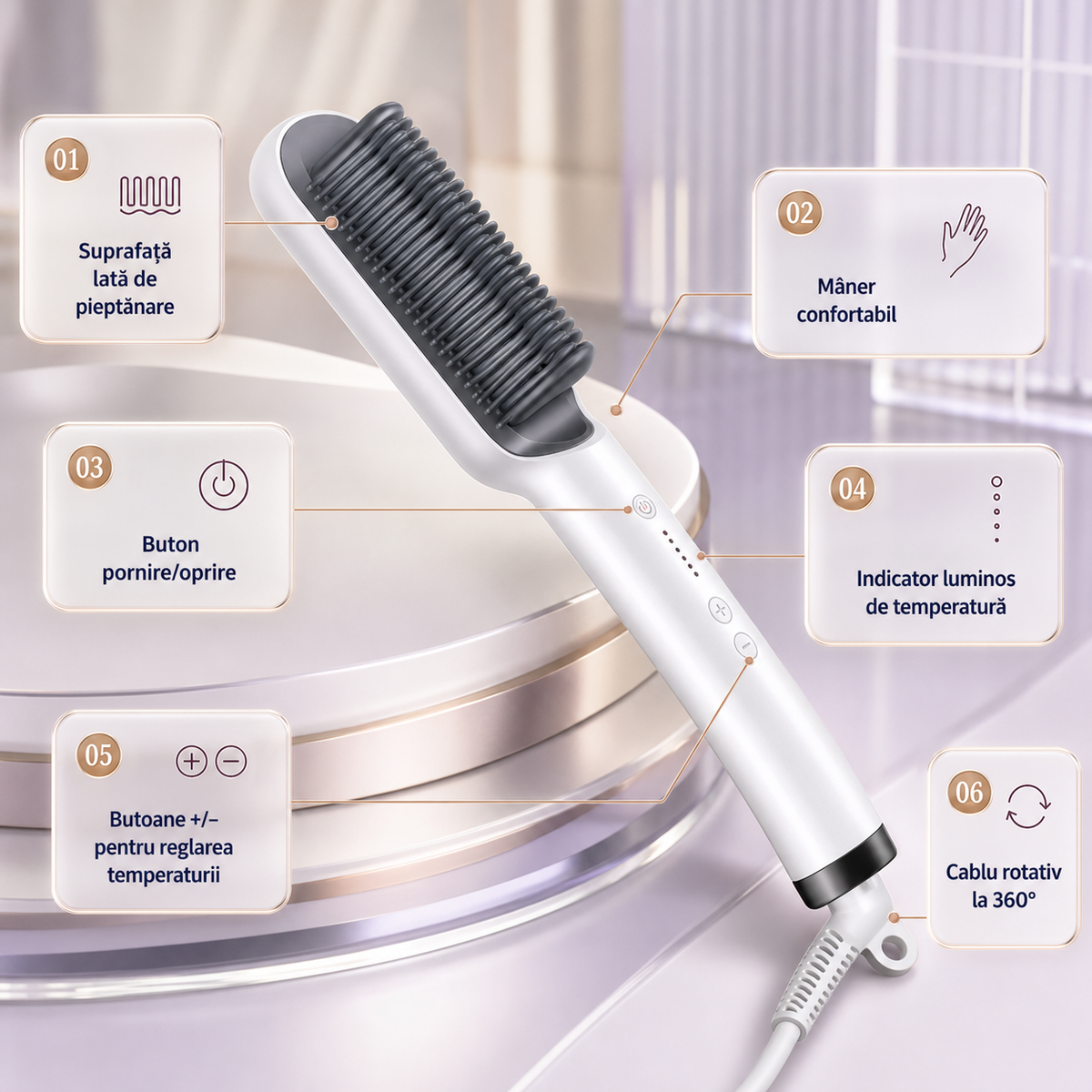 PERIE ELECTRICĂ PENTRU ÎNDREPTAT PĂRUL - PĂR LUCIOS ÎN MINUTE (SILKBRUSH)