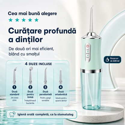 IRIGATOR ORAL PORTABIL 220ML - IGIENĂ DENTARĂ COMPLETĂ (AQUAJET)