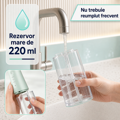 IRIGATOR ORAL PORTABIL 220ML - IGIENĂ DENTARĂ COMPLETĂ (AQUAJET)