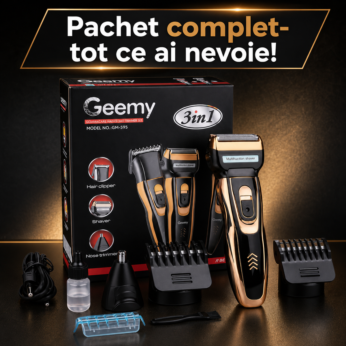 SET 3 ÎN 1 TUNS, RAS ȘI EPILAT NAS/URECHI - ÎNGRIJIRE COMPLETĂ (TRIM3IN1)