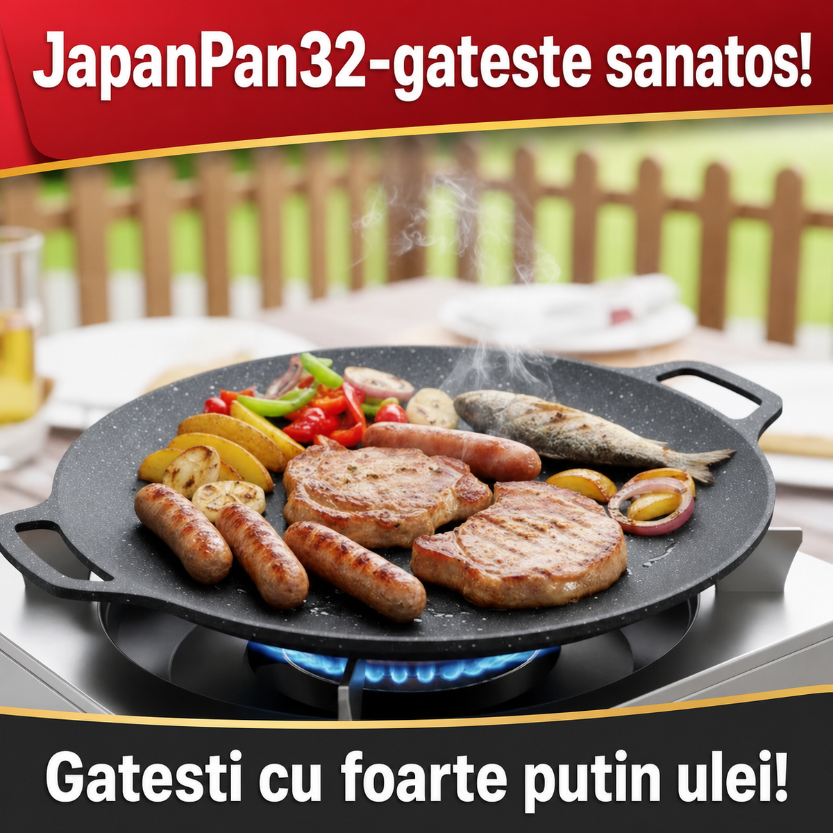 1+1! PLITĂ JAPONEZĂ ANTIADERENTĂ - GĂTEȘTE UNIFORM (JAPANPAN)
