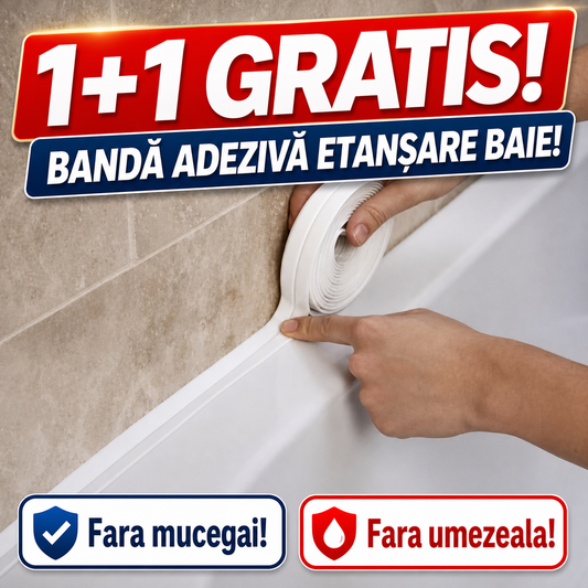 1+1 GRATIS! BANDĂ ADEZIVĂ ETANȘARE BAIE – SCAPĂ DE MUCEGAI ȘI UMEZEALĂ DEFINITIV (MOULDSTOP)