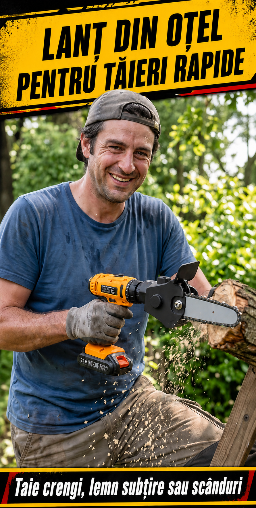 ADAPTOR MINI DRUJBĂ PENTRU BORMAȘINĂ - TAIE LEMN CA UN PROFESIONIST (SAWDRIVE MINI)