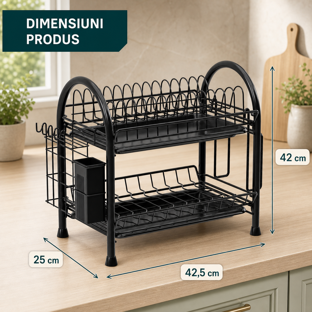 SUPORT VASE PENTRU CHIUVETĂ CU TĂVI DETAȘABILE - BUCĂTĂRIE ORDONATĂ (SINKORGANIZER)