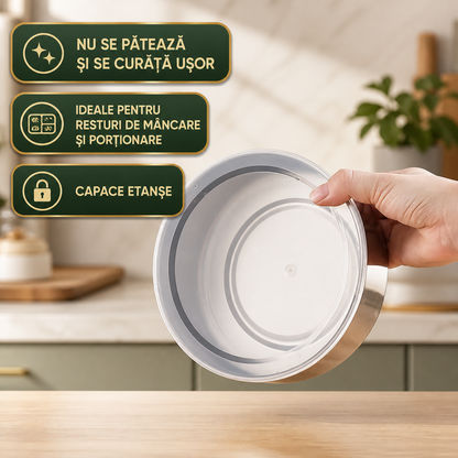 1+1 GRATIS - SET 5 BOLURI INOX CU CAPAC - PROSPEȚIME GARANTATĂ (INOXBOWL)