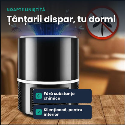 MOSQUITRAP – Lampă anti-țânțari cu LED UV – Capcană electrică silențioasă pentru interior, protecție 24/7 fără chimicale