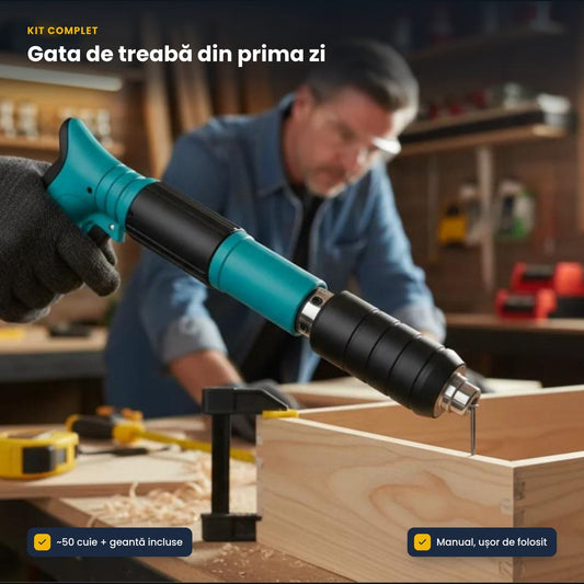 NAILMASTER PRO – Pistol de cuie manual cu 50 cuie, geantă și accesorii – Kit profesional pentru bricolaj
