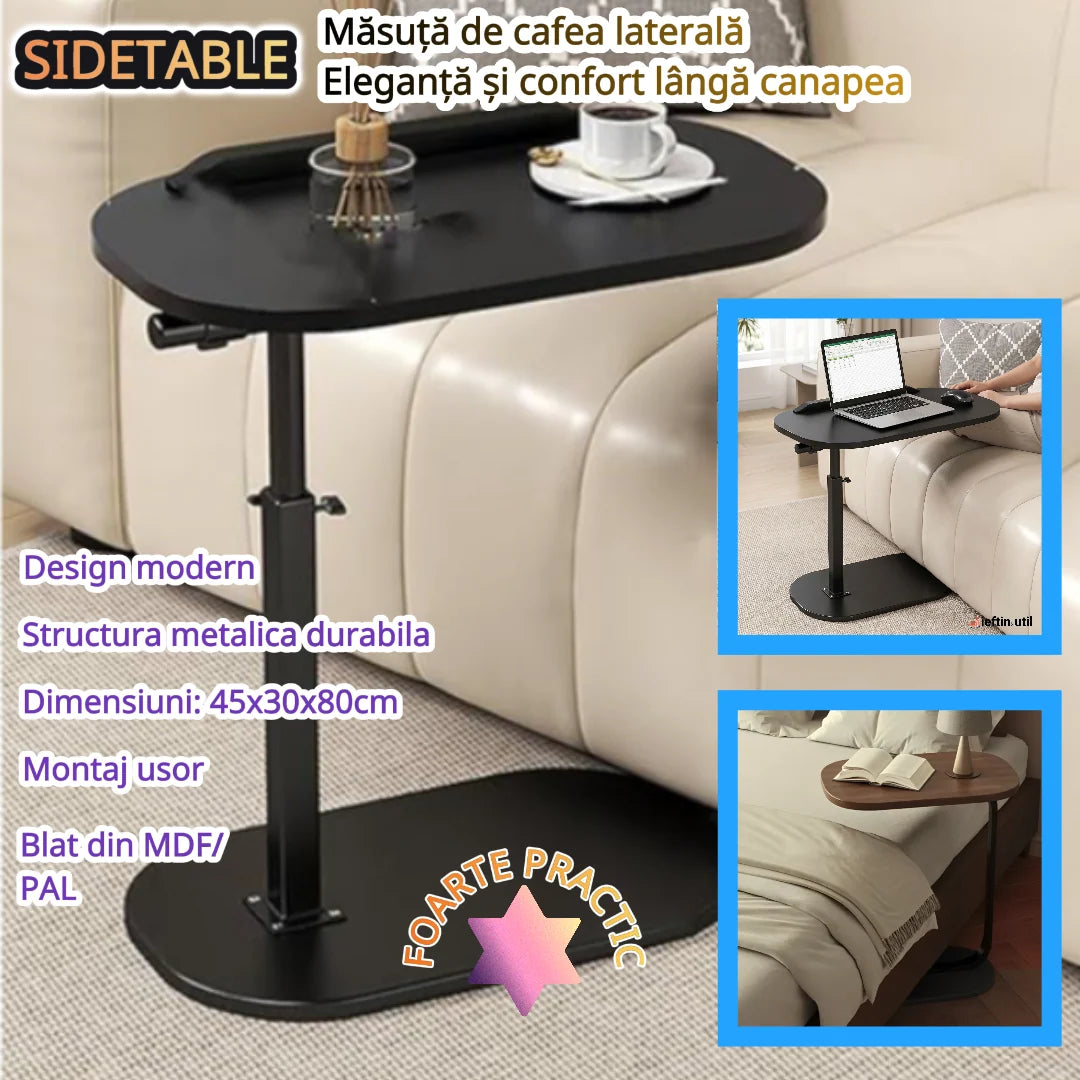 SIDETABLE – Măsuță de cafea laterală design modern – Eleganță și confort lângă canapea (45×30×80 cm)