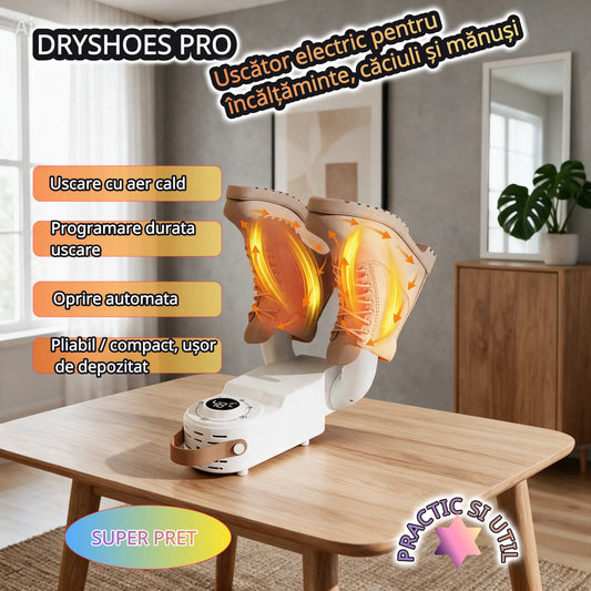 DRYSHOES PRO – Uscător electric pentru încălțăminte, căciuli și mănuși – Pantofi uscați și călduroși în orice anotimp