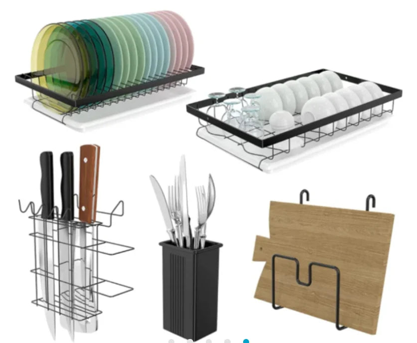 SINKORGANIZER – Organizator Multifuncțional pentru Chiuvetă cu Suport Vase și Tăvi de Scurgere