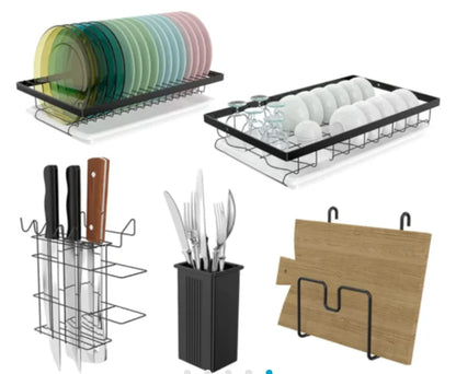 SINKORGANIZER – Organizator Multifuncțional pentru Chiuvetă cu Suport Vase și Tăvi de Scurgere