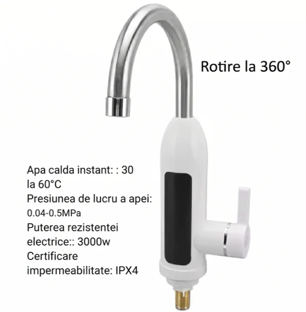 HOTFLOW TAP – Robinet electric cu încălzire instantanee – Apă caldă în 3 secunde, cu afișaj digital