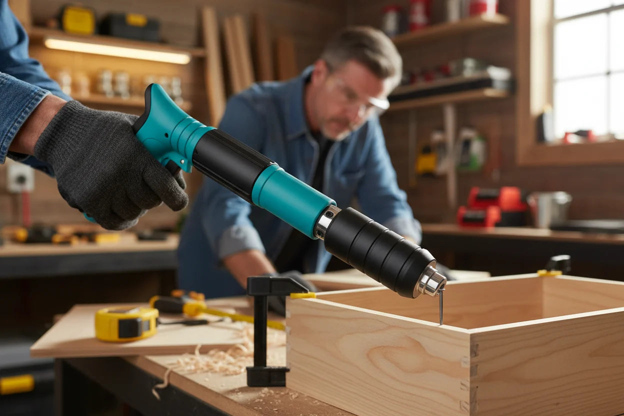 NAILMASTER PRO – Pistol de cuie manual cu 50 cuie, geantă și accesorii – Kit profesional pentru bricolaj