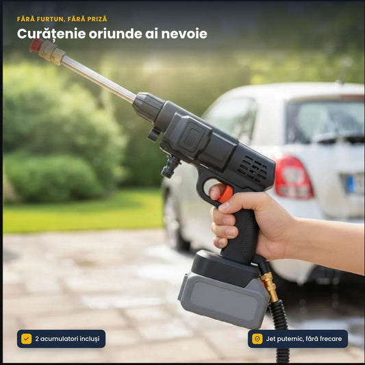 POWERWASH ONE – Pistol de Spălat cu Presiune, cu 2 Acumulatori și Set Complet de Accesorii
