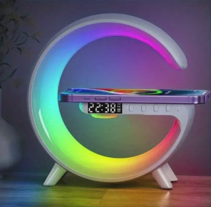LUMISOUND 4in1 – Lampă Smart LED cu RGB, Boxă Bluetooth, Ceas și Încărcător Wireless