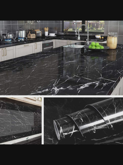BLACKMARBLE – Tapet autocolant marmură negru – Transformă-ți mobila într-o clipă, fără renovare (60×300 cm)