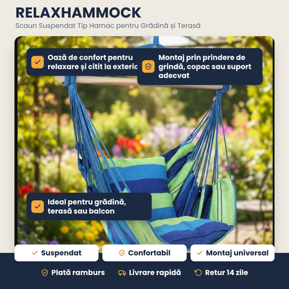 RELAXHAMMOCK – Scaun Suspendat Tip Hamac, Oază de Confort pentru Grădină și Terasă