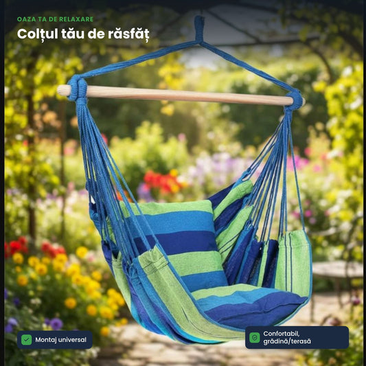 RELAXHAMMOCK – Scaun Suspendat Tip Hamac, Oază de Confort pentru Grădină și Terasă