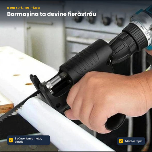 SAWDRIVE – Adaptor bormașină tip fierăstrău pentru tăiat lemn sau metal