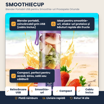 SMOOTHIECUP – Blender portabil USB – Smoothie-uri proaspete oriunde, oricând