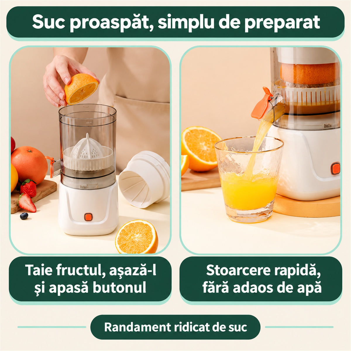 STORCĂTOR ELECTRIC DE FRUCTE - SUC PROASPĂT ORIUNDE (JUICYGO)