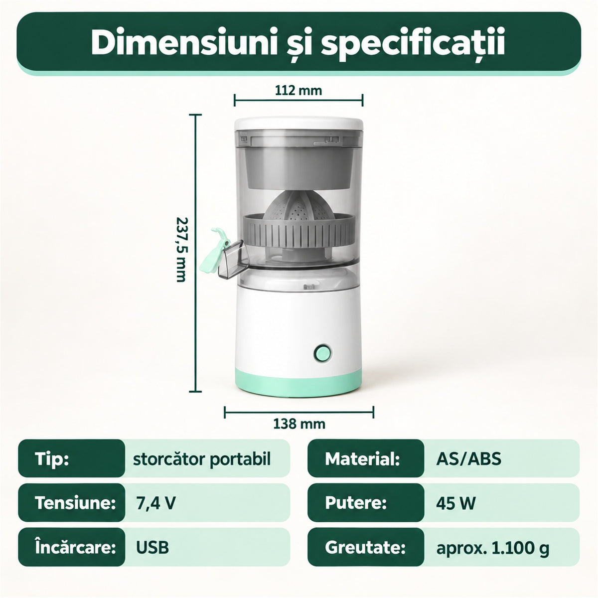 STORCĂTOR ELECTRIC DE FRUCTE - SUC PROASPĂT ORIUNDE (JUICYGO)