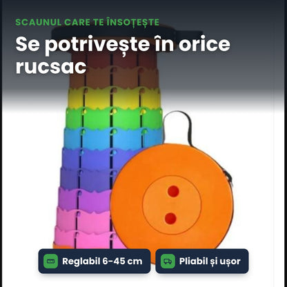 TRIPSEAT – Scaun Pliabil Telescopic Portabil, Reglabil 6–45 cm pentru Camping și Drumetii